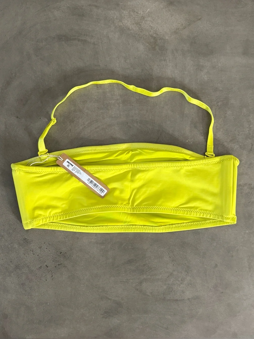 SKIMS Recycled Swim Bandeau Bikini Top in Citrus (Lime Green Shade)